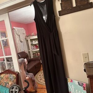 Tahari Black Wide Leg Jumpsuit with V-Neckline